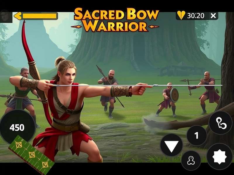 Sacred Bow Warrior gameplay screenshot showing archery combat